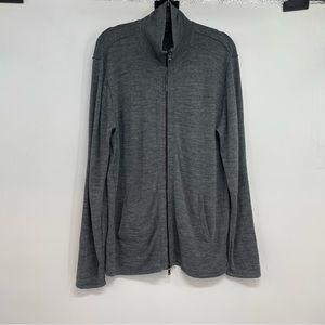 John Varvatos Sweater Cardigan Men’s XL Gray Wool Blend Full Zip Long Sleeve